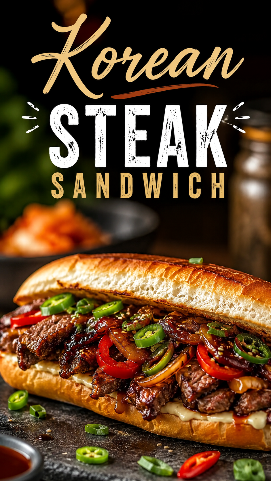 Korean Steak Sandwich Recipe – Easy Cheesy Lunch Ideas with Jalapeños and Peppers