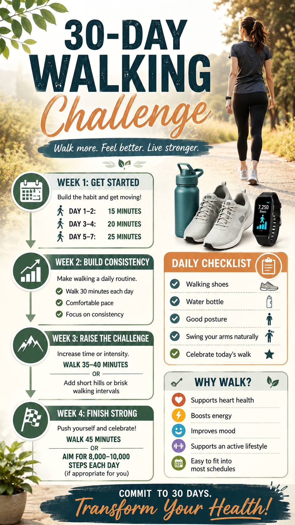 30-Day Walking Challenge for Weight Loss, Fitness Motivation  Healthy Lifestyle Tips