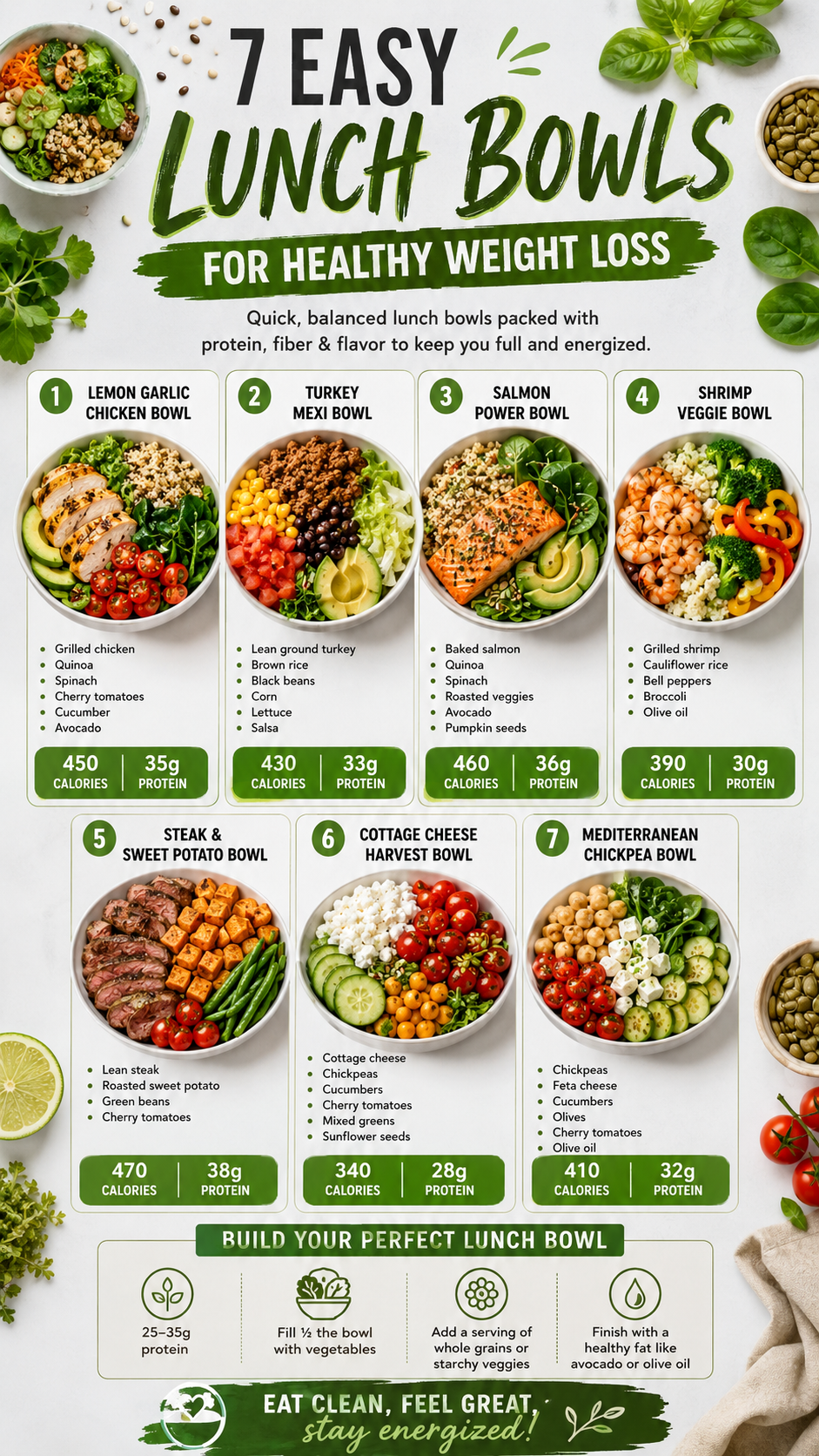 7 Easy Healthy Lunch Bowl Ideas for Weight Loss High Protein Meal Prep Recipes
