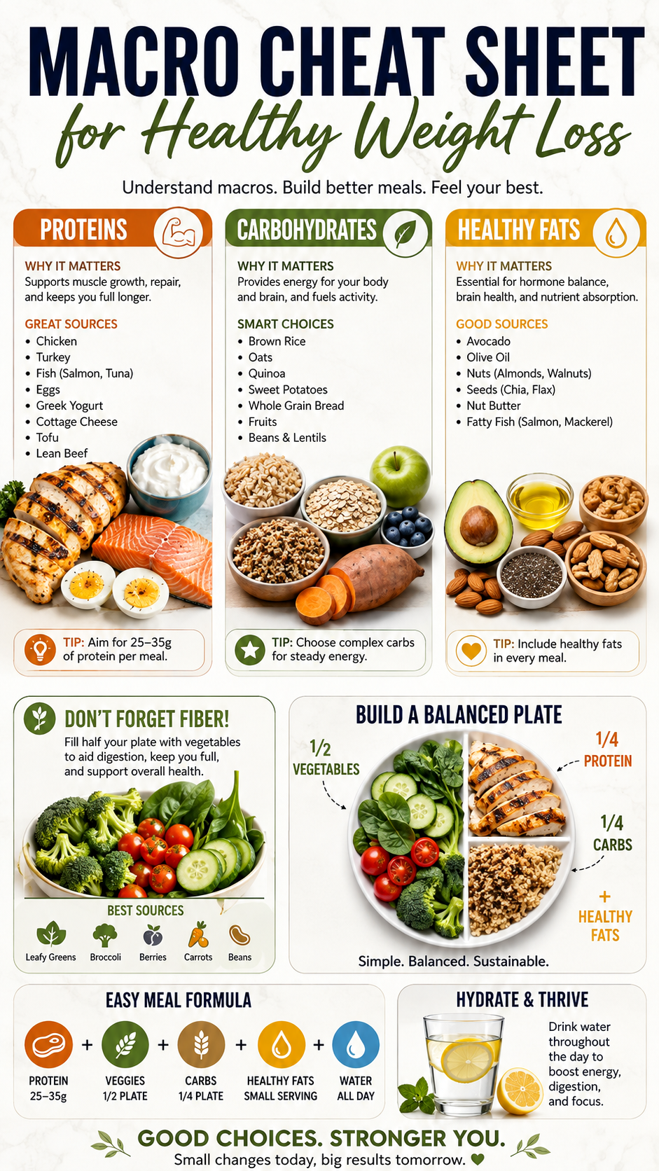 Healthy Weight Loss Meal Prep Recipes and Macro Cheat Sheet for Balanced Eating