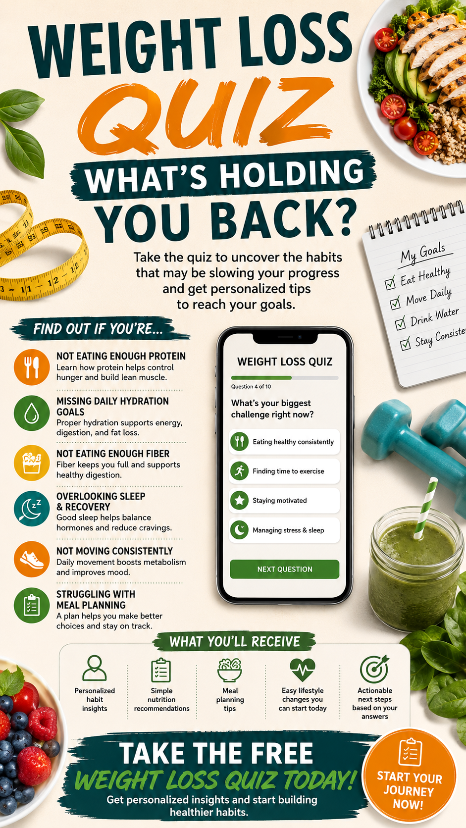 Healthy Weight Loss Quiz with Healthy Recipes, Meal Planning  Nutrition Tips